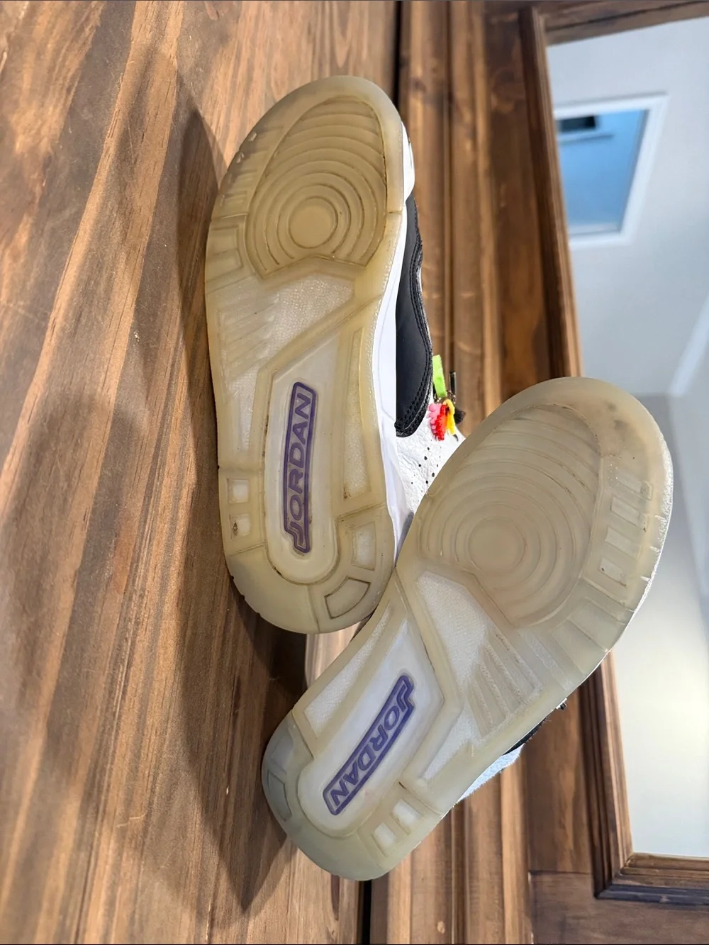 Jordan Kids White, Black & Purple Mid-Top Sneakers